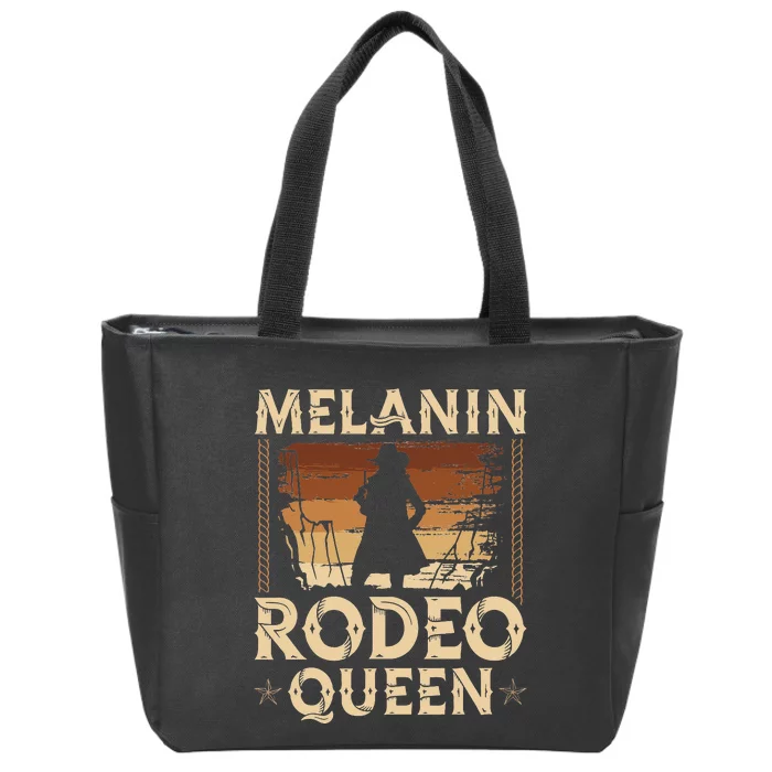 Melanin Rodeo Queen Country African American Cow Zip Tote Bag