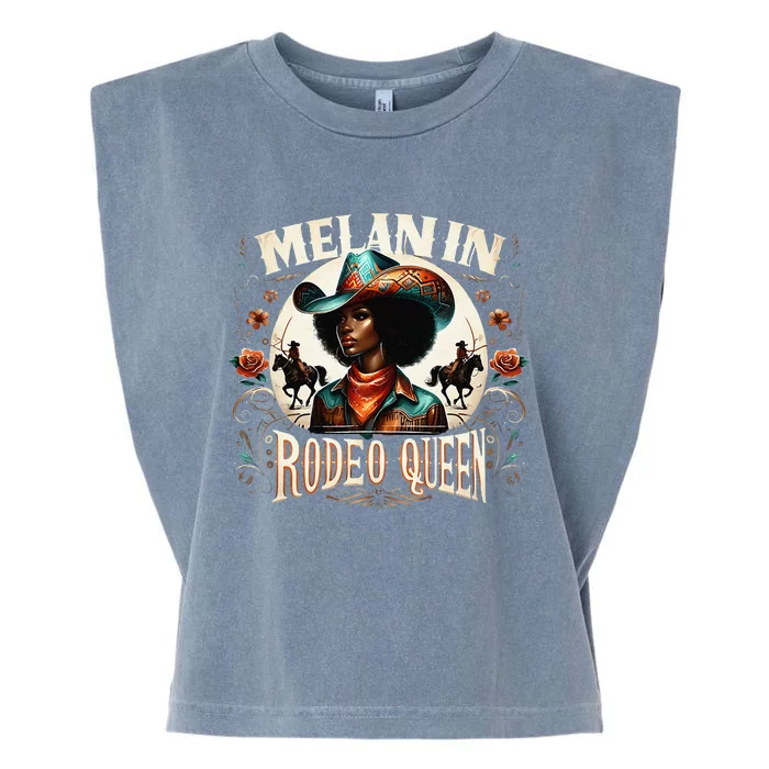 Melanin Rodeo Queen Africanamerican Melanin Cowgirl Garment-Dyed Women's Muscle Tee