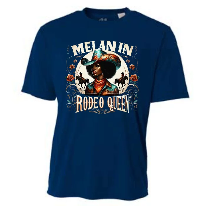 Melanin Rodeo Queen Africanamerican Melanin Cowgirl Cooling Performance Crew T-Shirt