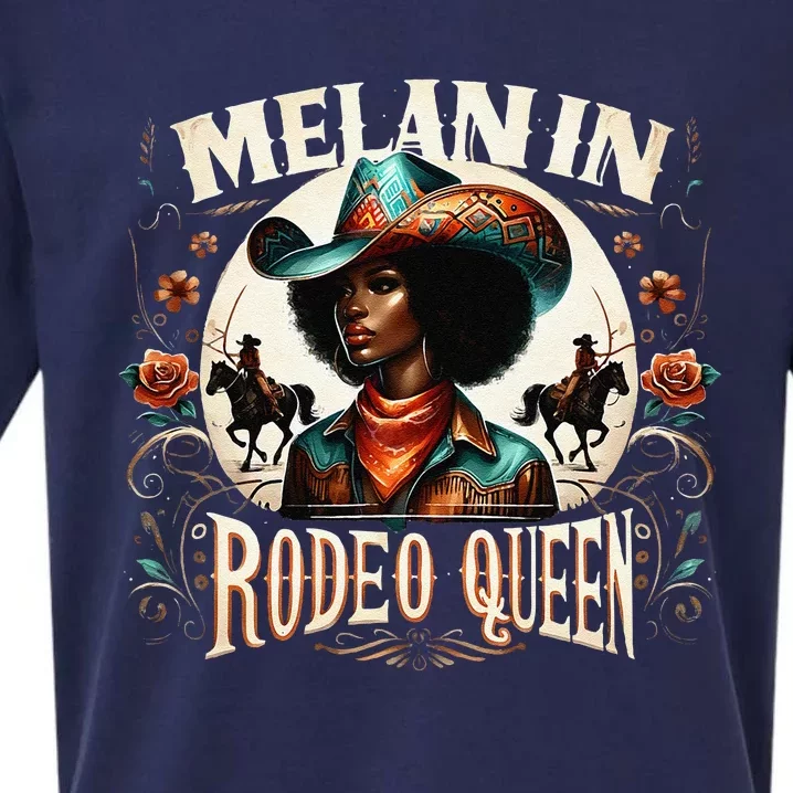 Melanin Rodeo Queen Africanamerican Melanin Cowgirl Sueded Cloud Jersey T-Shirt