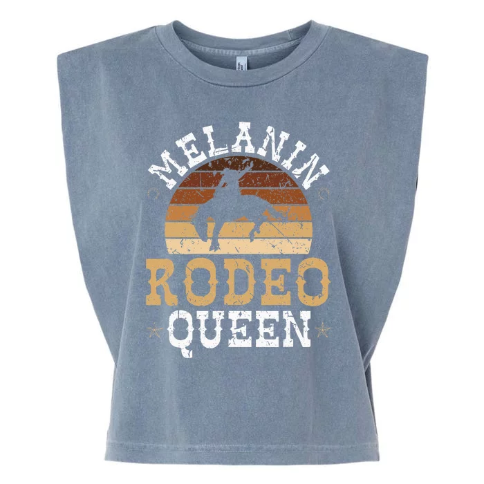 Melanin Rodeo Queen Bronc Riding African American Cowgirl Garment-Dyed Women's Muscle Tee