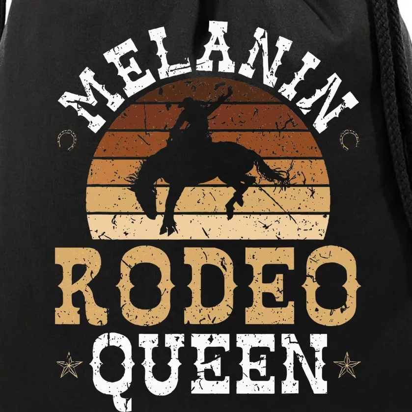 Melanin Rodeo Queen Bronc Riding African American Cowgirl Drawstring Bag