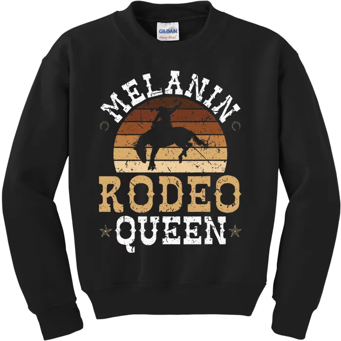 Melanin Rodeo Queen Bronc Riding African American Cowgirl Kids Sweatshirt