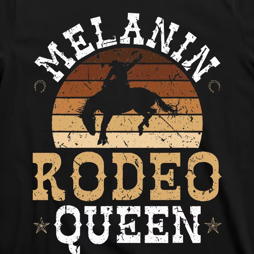 Melanin Rodeo Queen Bronc Riding African American Cowgirl T-Shirt