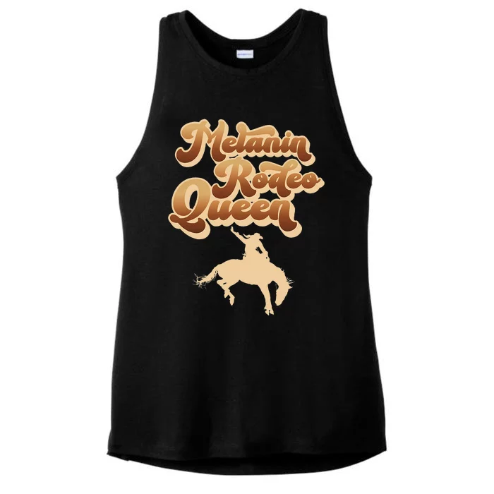 Melanin Rodeo Queen African American Southern Cowgirl Ladies Tri-Blend Wicking Tank