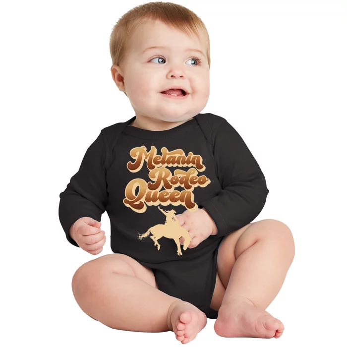 Melanin Rodeo Queen African American Southern Cowgirl Baby Long Sleeve Bodysuit