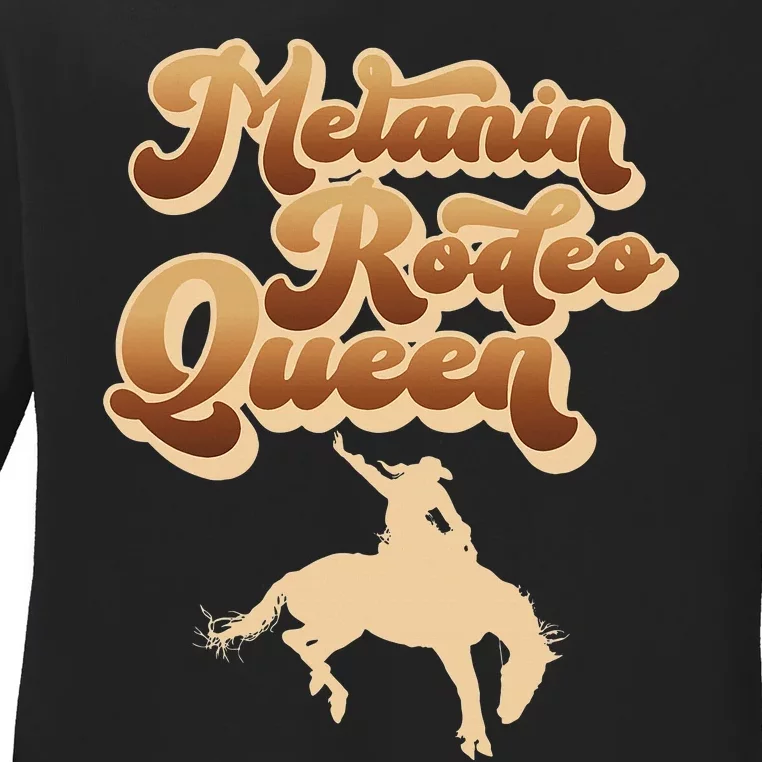 Melanin Rodeo Queen African American Southern Cowgirl Ladies Long Sleeve Shirt