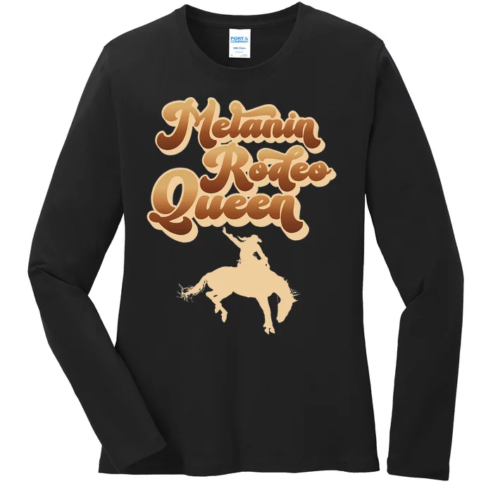 Melanin Rodeo Queen African American Southern Cowgirl Ladies Long Sleeve Shirt