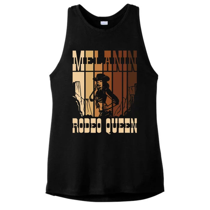 Melanin Rodeo Queen Countrygirl African American Cowgirl Ladies Tri-Blend Wicking Tank