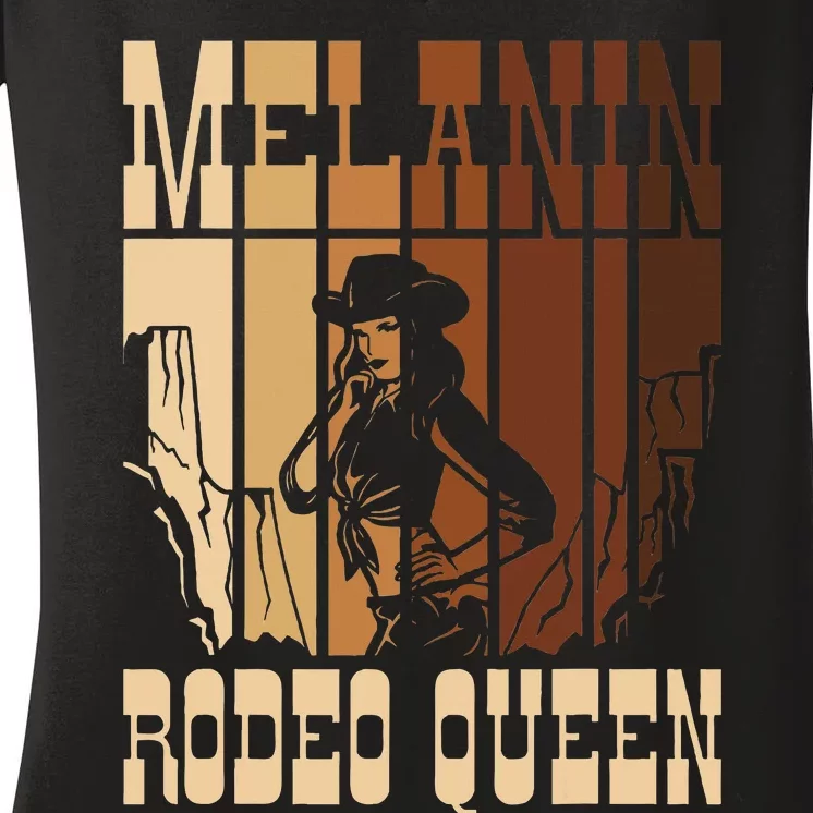 Melanin Rodeo Queen Countrygirl African American Cowgirl Women's V-Neck T-Shirt