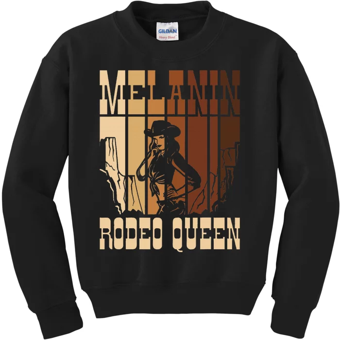 Melanin Rodeo Queen Countrygirl African American Cowgirl Kids Sweatshirt