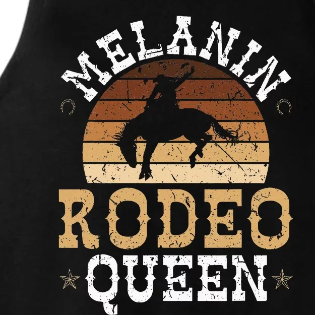 Melanin Rodeo Queen Bronc Riding African American Cowgirl Ladies Tri-Blend Wicking Tank