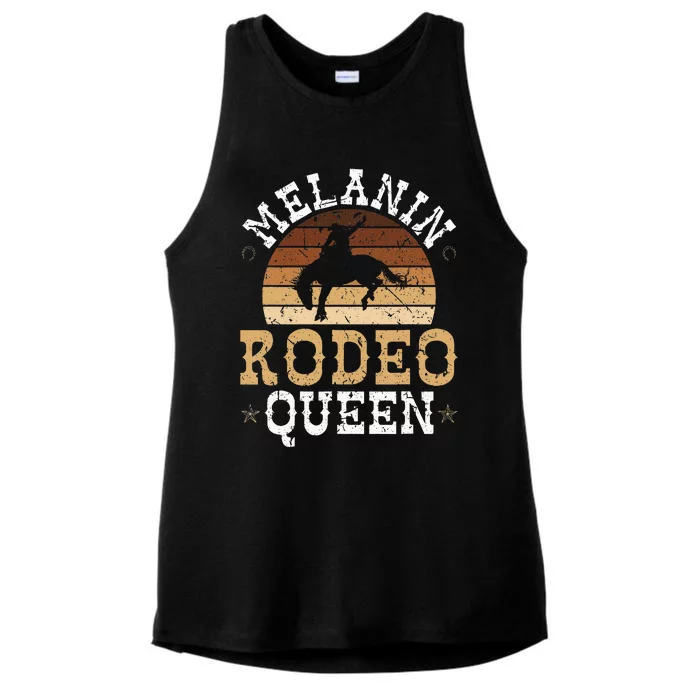 Melanin Rodeo Queen Bronc Riding African American Cowgirl Ladies Tri-Blend Wicking Tank