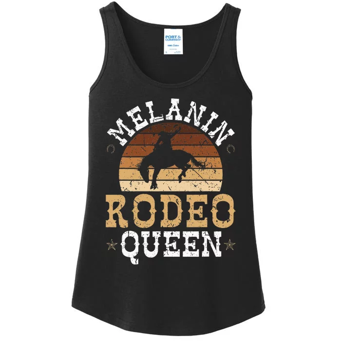 Melanin Rodeo Queen Bronc Riding African American Cowgirl Ladies Essential Tank