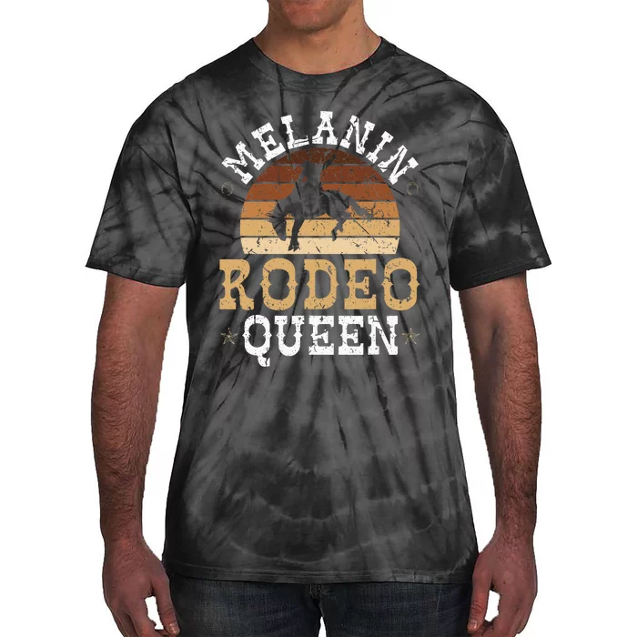 Melanin Rodeo Queen Bronc Riding African American Cowgirl Tie-Dye T-Shirt