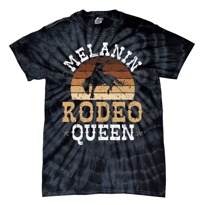 Melanin Rodeo Queen Bronc Riding African American Cowgirl Tie-Dye T-Shirt