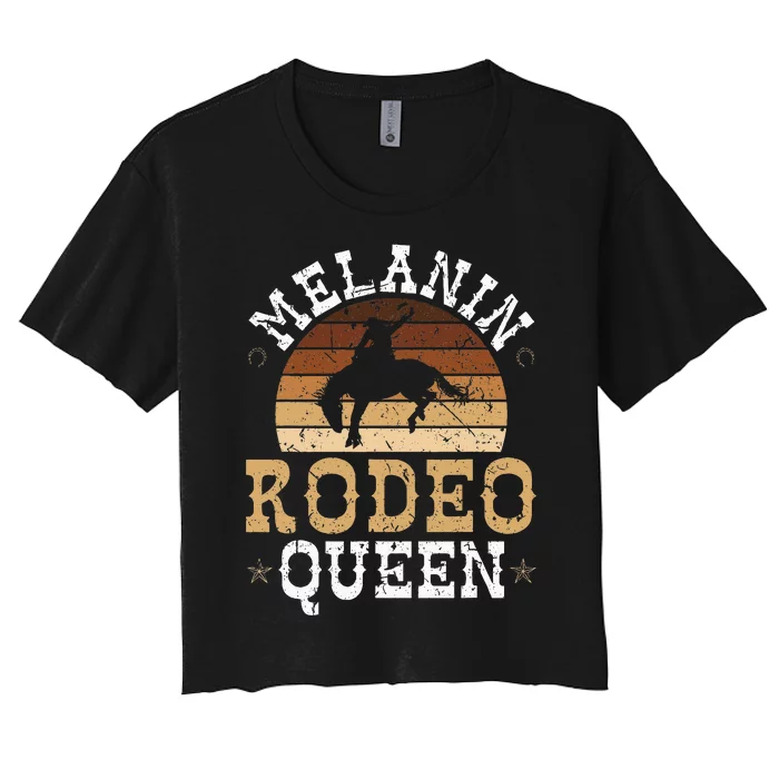 Melanin Rodeo Queen Bronc Riding African American Cowgirl Women's Crop Top Tee