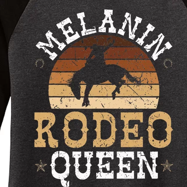 Melanin Rodeo Queen Bronc Riding African American Cowgirl Women's Tri-Blend 3/4-Sleeve Raglan Shirt