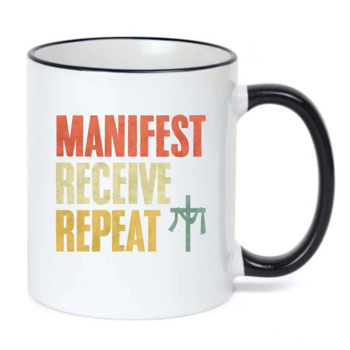 Manifest Receive Repeat Positive Thinking Law Of Attraction Black Color Changing Mug