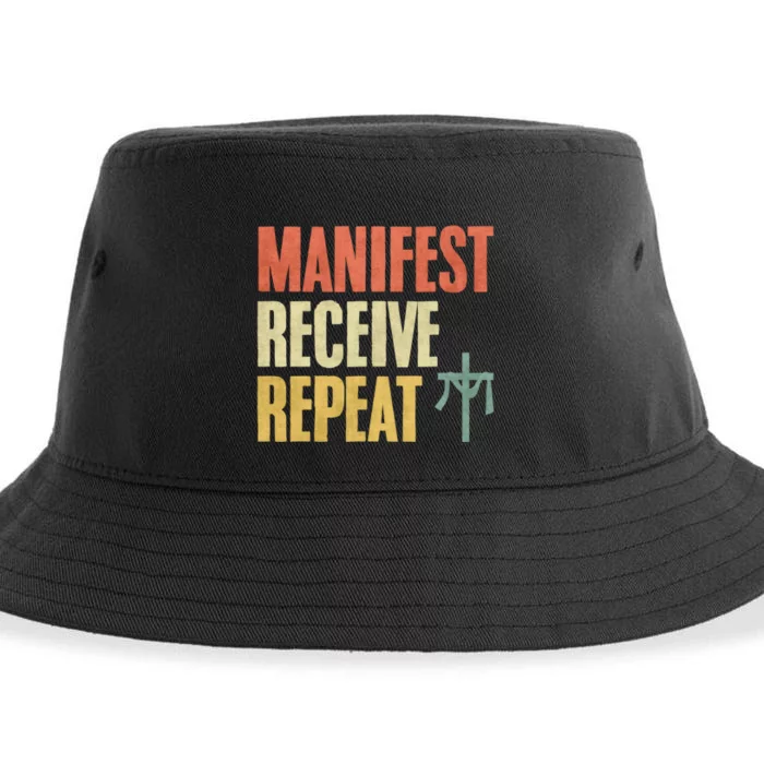 Manifest Receive Repeat Positive Thinking Law Of Attraction Sustainable Bucket Hat