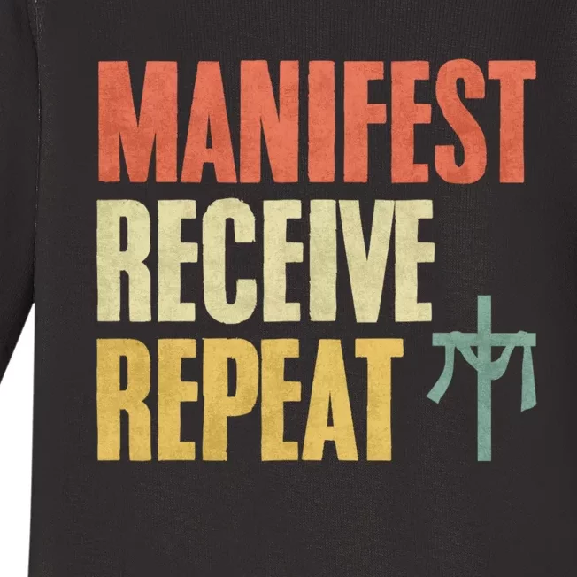 Manifest Receive Repeat Positive Thinking Law Of Attraction Baby Long Sleeve Bodysuit