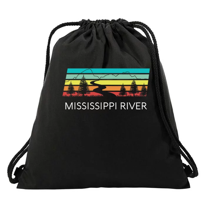 Mississippi River Retro Vintage Delta Louisiana Lake Itasca Drawstring Bag