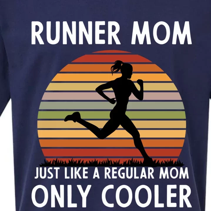 Mom Running Runner Mom Just Like A Regular Mom Marathon Moms Gift Sueded Cloud Jersey T-Shirt