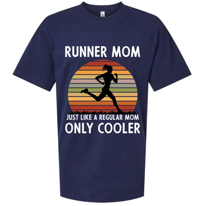 Mom Running Runner Mom Just Like A Regular Mom Marathon Moms Gift Sueded Cloud Jersey T-Shirt