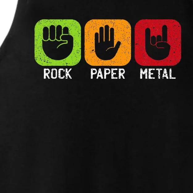 Music Rock Rock Paper Metal Heavy Metal Ladies Tri-Blend Wicking Tank