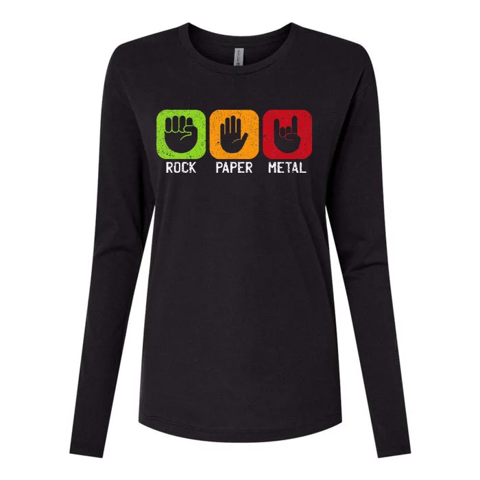 Music Rock Rock Paper Metal Heavy Metal Womens Cotton Relaxed Long Sleeve T-Shirt