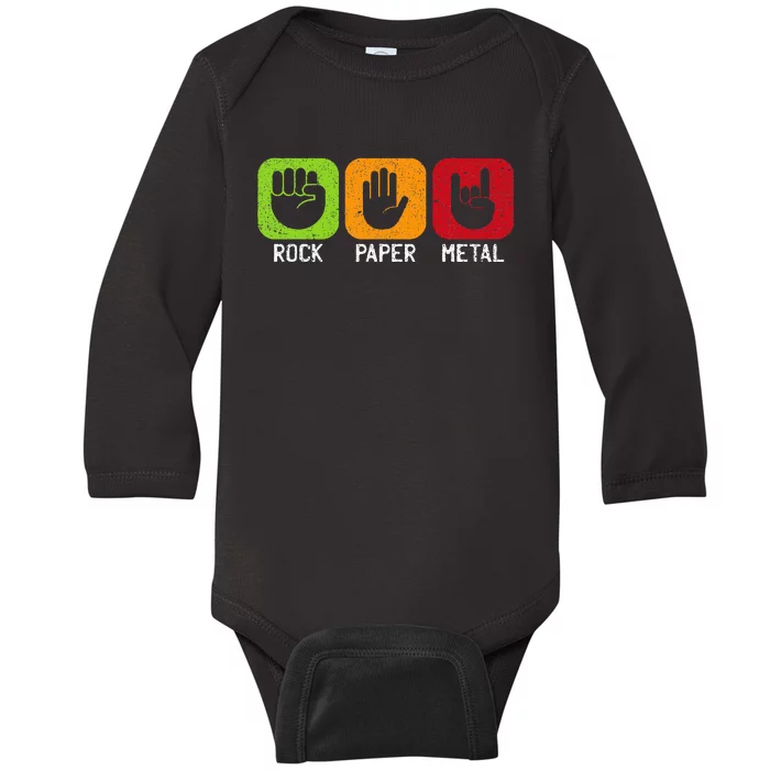 Music Rock Rock Paper Metal Heavy Metal Baby Long Sleeve Bodysuit