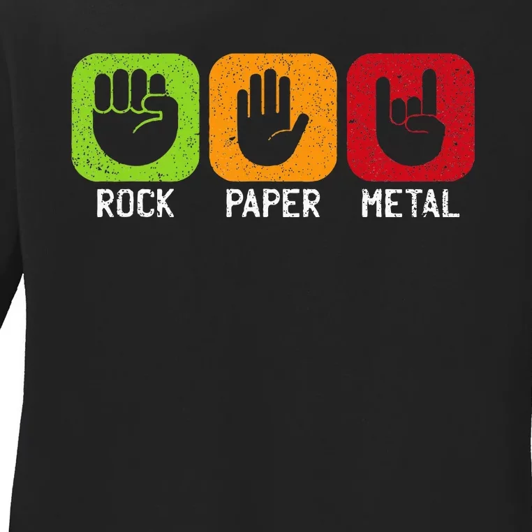 Music Rock Rock Paper Metal Heavy Metal Ladies Long Sleeve Shirt