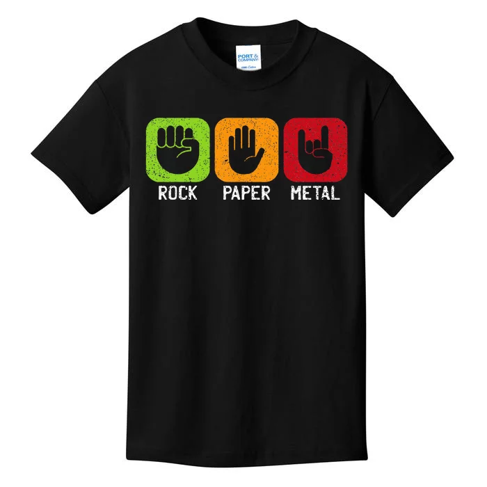 Music Rock Rock Paper Metal Heavy Metal Kids T-Shirt