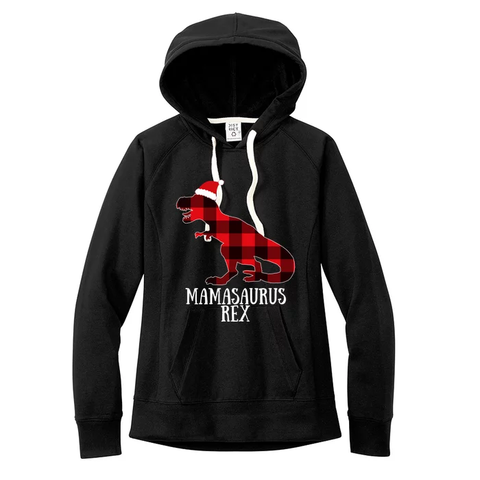 Mamasaurus Rex Red Check Trex Christmas Merch Great Gift Women's Fleece Hoodie