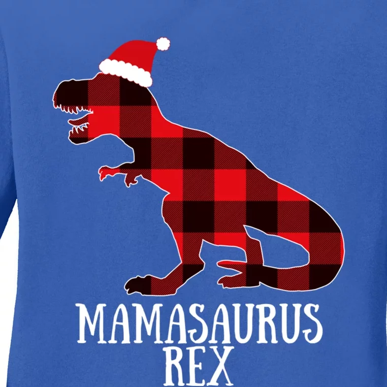 Mamasaurus Rex Red Check Trex Christmas Merch Great Gift Ladies Long Sleeve Shirt