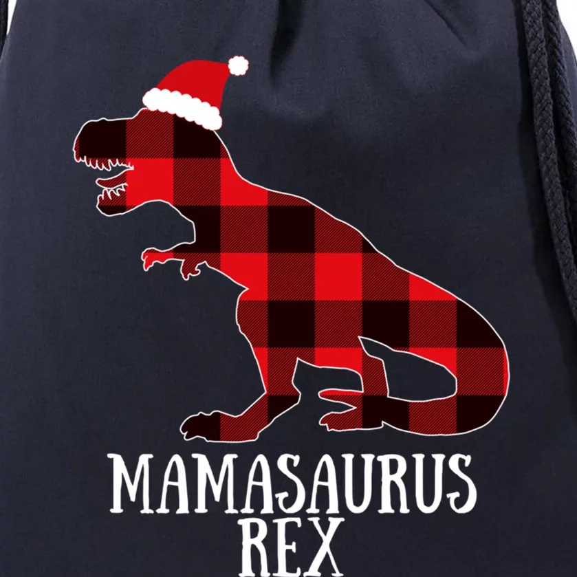 Mamasaurus Rex Red Check Trex Christmas Merch Great Gift Drawstring Bag