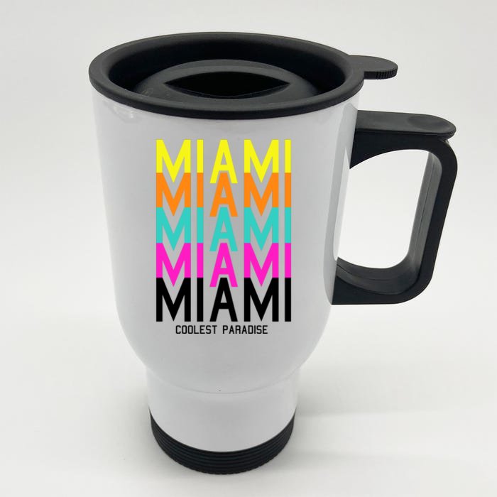 Miami Retro Repeat Front & Back Stainless Steel Travel Mug