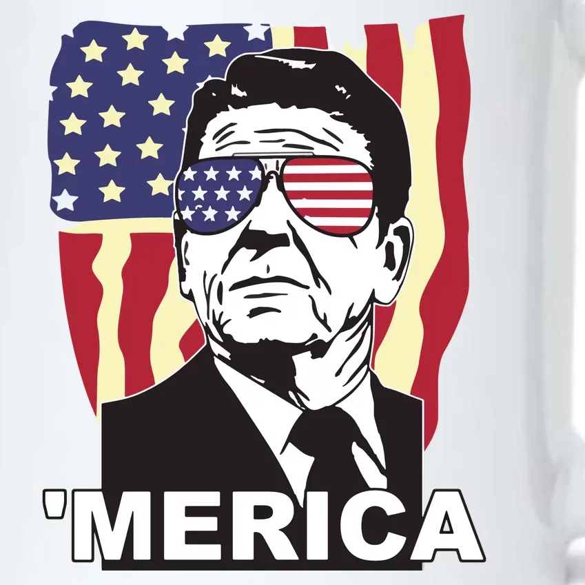 Merica Ronald Reagan Funny Usa Stars And Strips Proud American Black Color Changing Mug