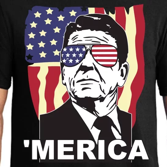 Merica Ronald Reagan Funny Usa Stars And Strips Proud American Pajama Set