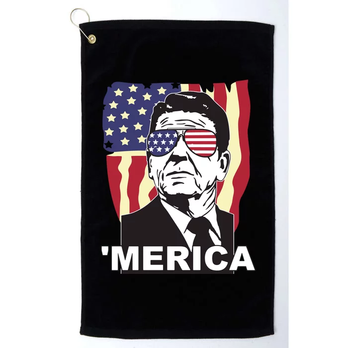 Merica Ronald Reagan Funny Usa Stars And Strips Proud American Platinum Collection Golf Towel