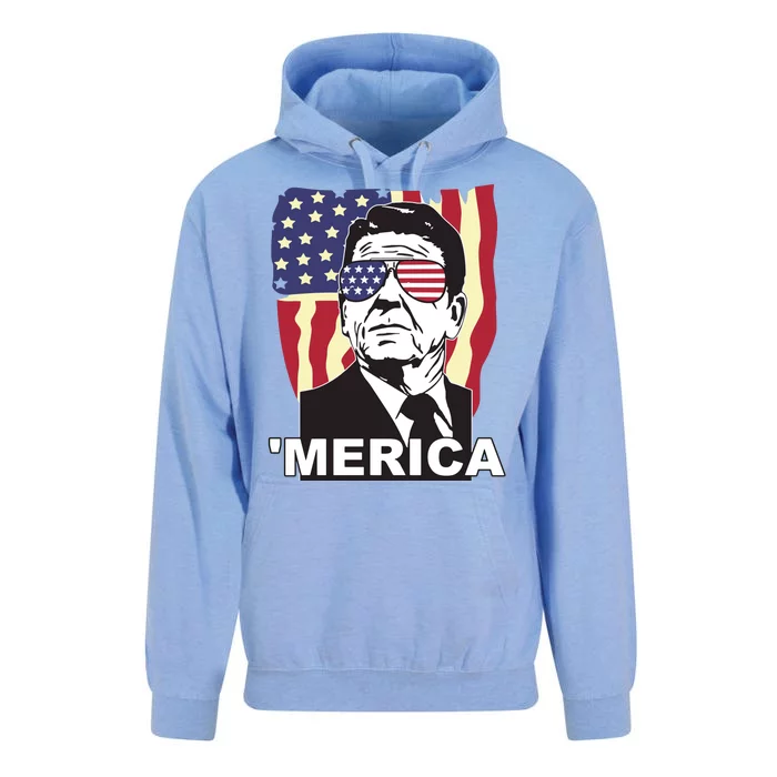 Merica Ronald Reagan Funny Usa Stars And Strips Proud American Unisex Surf Hoodie