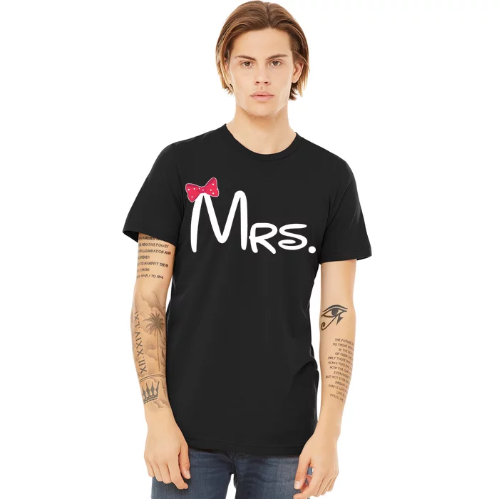 Mrs. Bow Tie Cute Matching Couples Premium T-Shirt