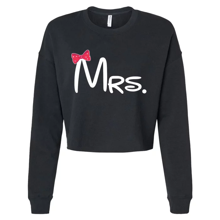 Mrs. Bow Tie Cute Matching Couples Cropped Pullover Crew