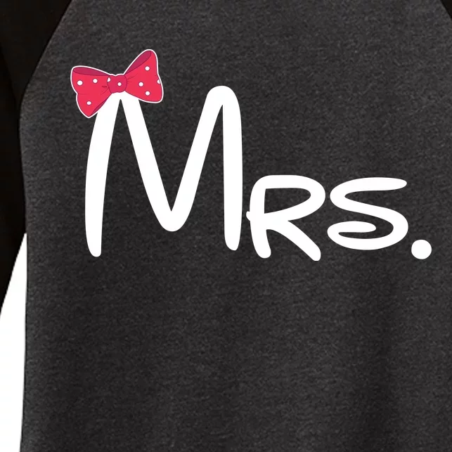 Mrs. Bow Tie Cute Matching Couples Women's Tri-Blend 3/4-Sleeve Raglan Shirt