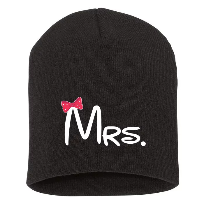 Mrs. Bow Tie Cute Matching Couples Short Acrylic Beanie