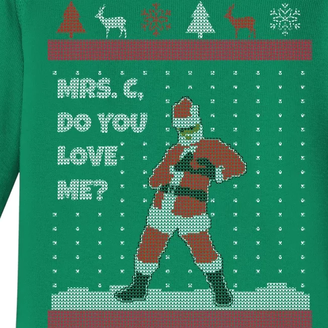 Mrs. C Do You Love Me Ugly Christmas Sweater Baby Long Sleeve Bodysuit