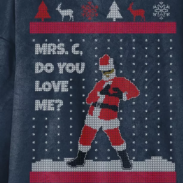 Mrs. C Do You Love Me Ugly Christmas Sweater Hooded Wearable Blanket