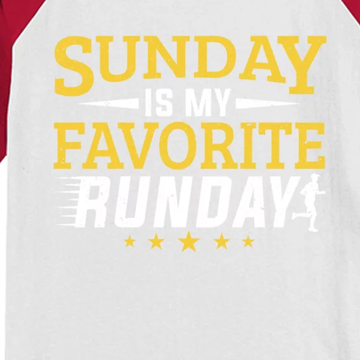 Marathon Runner Sunday Is My Favorite Runday Half Marathon Funny Gift Kids Colorblock Raglan Jersey