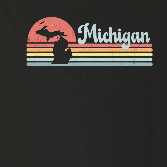 Michigan Retro Sunset Vacation Souvenir State Silhouette Toddler Long Sleeve Shirt