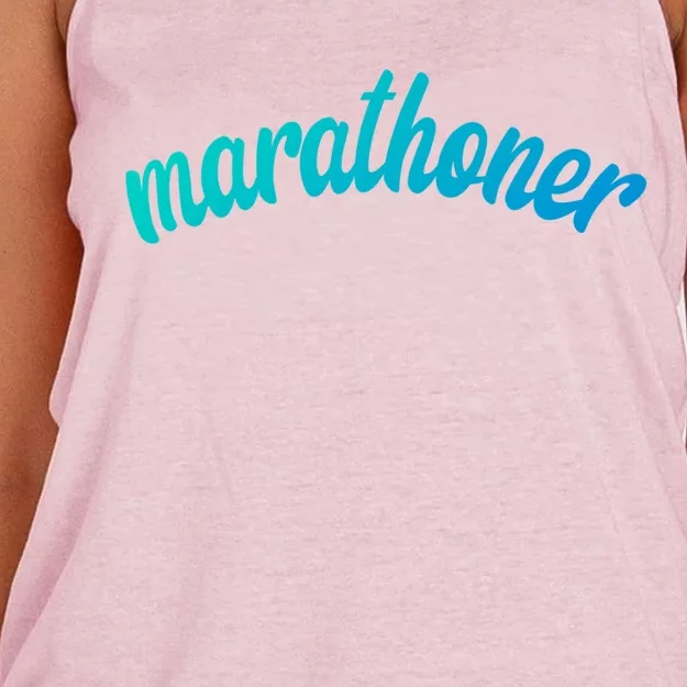 Marathoner Running Super Power Running S S Funny Gift Women's Knotted Racerback Tank